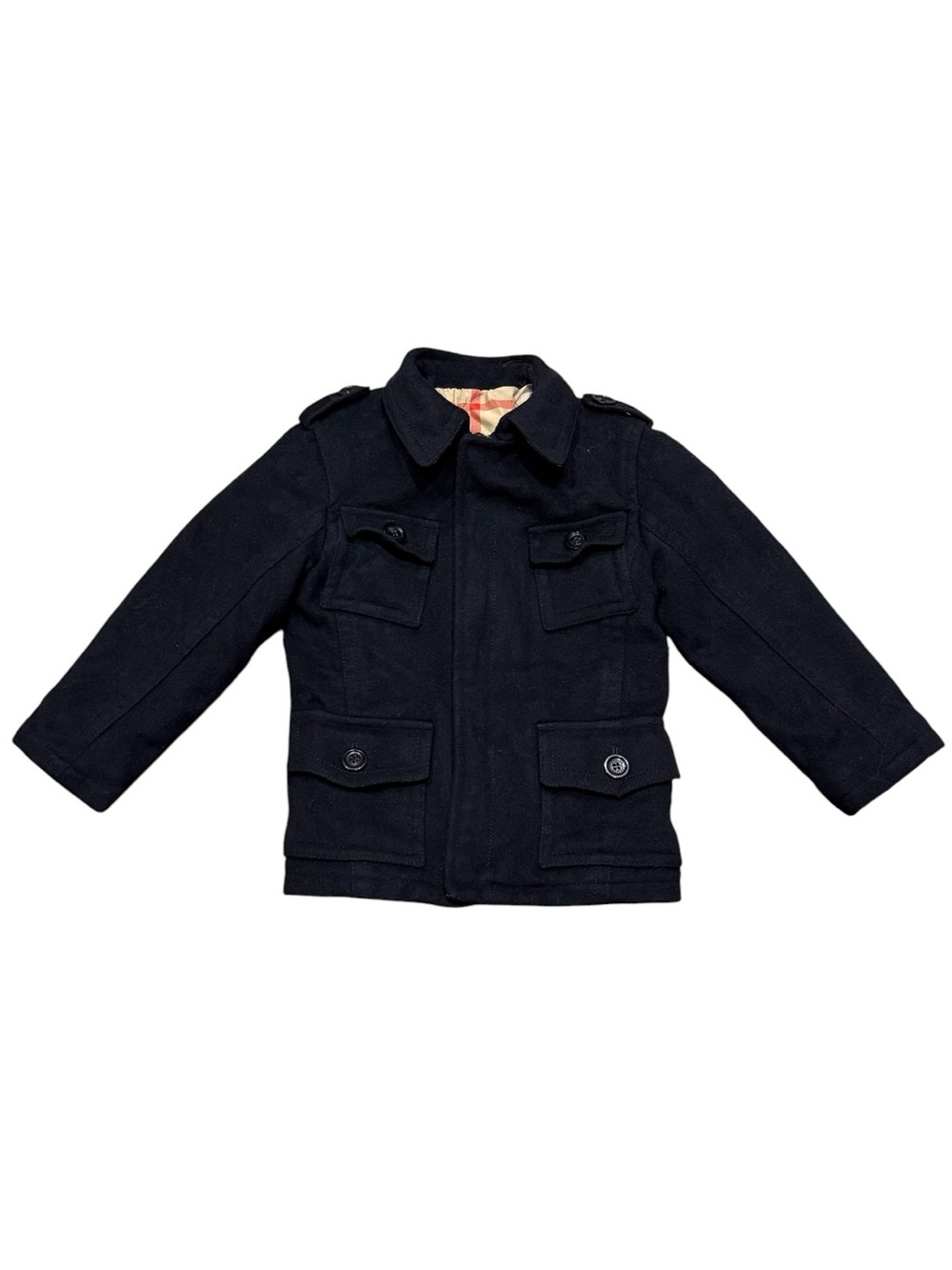 Burberry Black Wool Coat Jacket Youth Sz 3Y